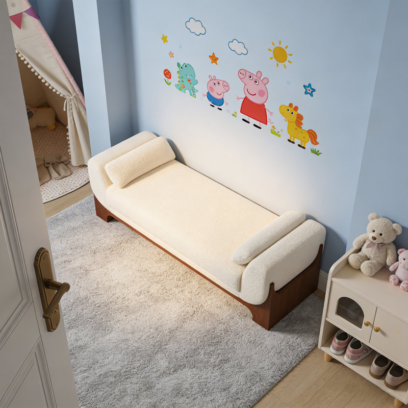 Banc rembourré en velours blanc, H 16,42 po x l 70,71 po x P 19,61 po