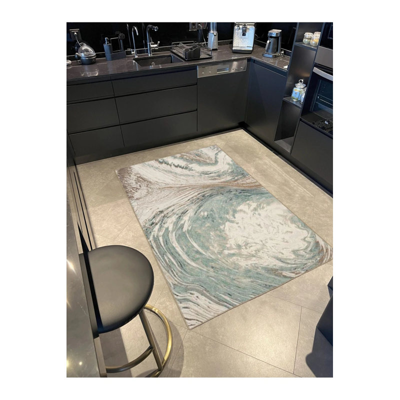 Tapis décoratif lavable à motif tourbillon, Rectangle 3 pi 4 po x 5 pi
