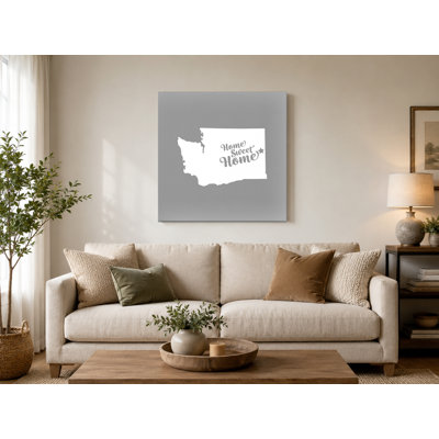 Home Sweet Seattle — Washington State Silhouette — Canvas Wall Art
