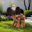 Pot à fleurs sur une souche d'arbre Majestic Eagle avec des ailes déployées - Pot de fleurs décoratif en polyrésine durable pour patio et pelouse - Cadeau de décoration unique