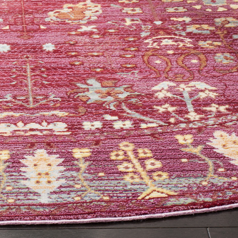 Tapis fuchsia à motif oriental Chantae, Rond 6 pi 7 po