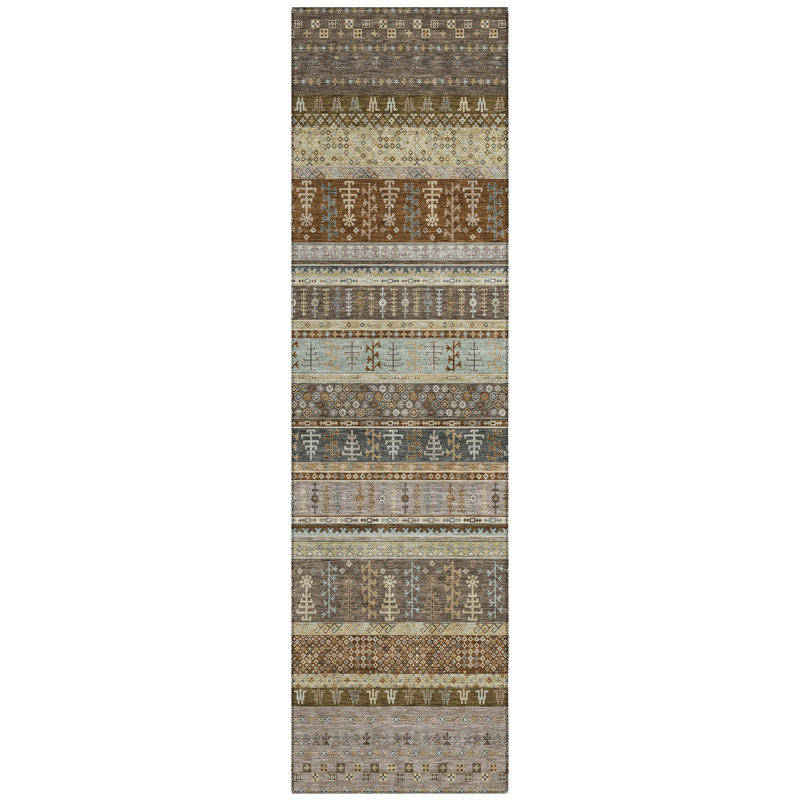 Machine Washable Indoor/Outdoor Meredith ACN2160 Striped Rug, Runner 2'3" x 7'6"