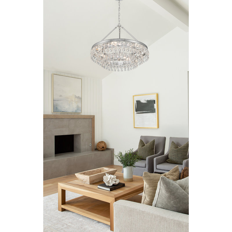 Eulah 6 - Light Dimmable Tiered Chandelier, Polished Chrome, 19.75" H x 25" W x 25" D