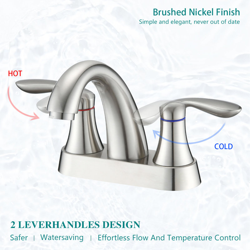 Centerset Bathroom Faucet with Drain Assembly, Brushed Nickel
