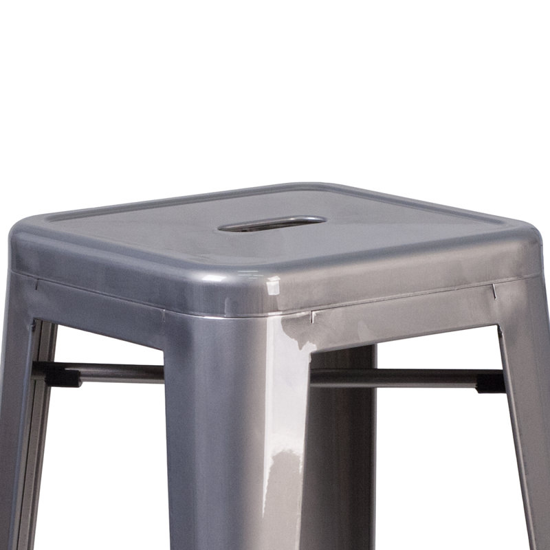 Tabouret de bar d'intérieur en métal avec dossier carré 30 po, Tabouret de bar (siège d'une hauteur de 30 po), 1