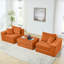 Nuage orange modulaire avec siège amovible et profond, revêtu de velours côtelé doux, pour le salon, avec coussins décoratifs, aucun assemblage de canapé-lit en L moderne requis