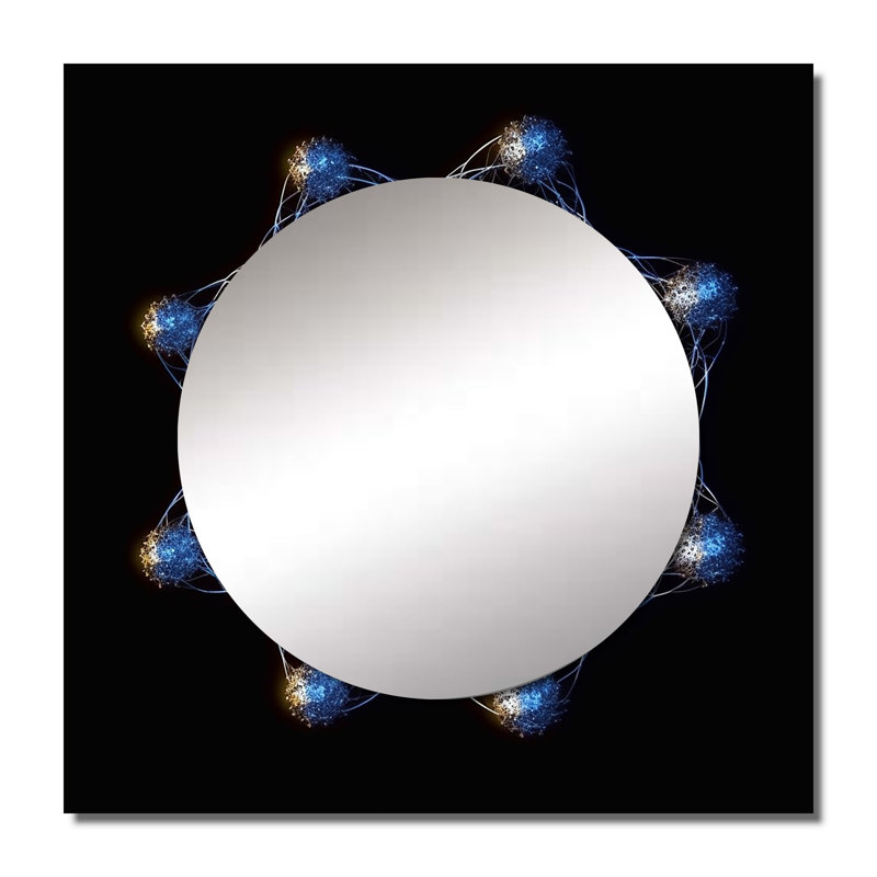«Abstract Molecule Charm» - Miroir carré géométrique moderne pour décoration murale, 29 po x 29 po