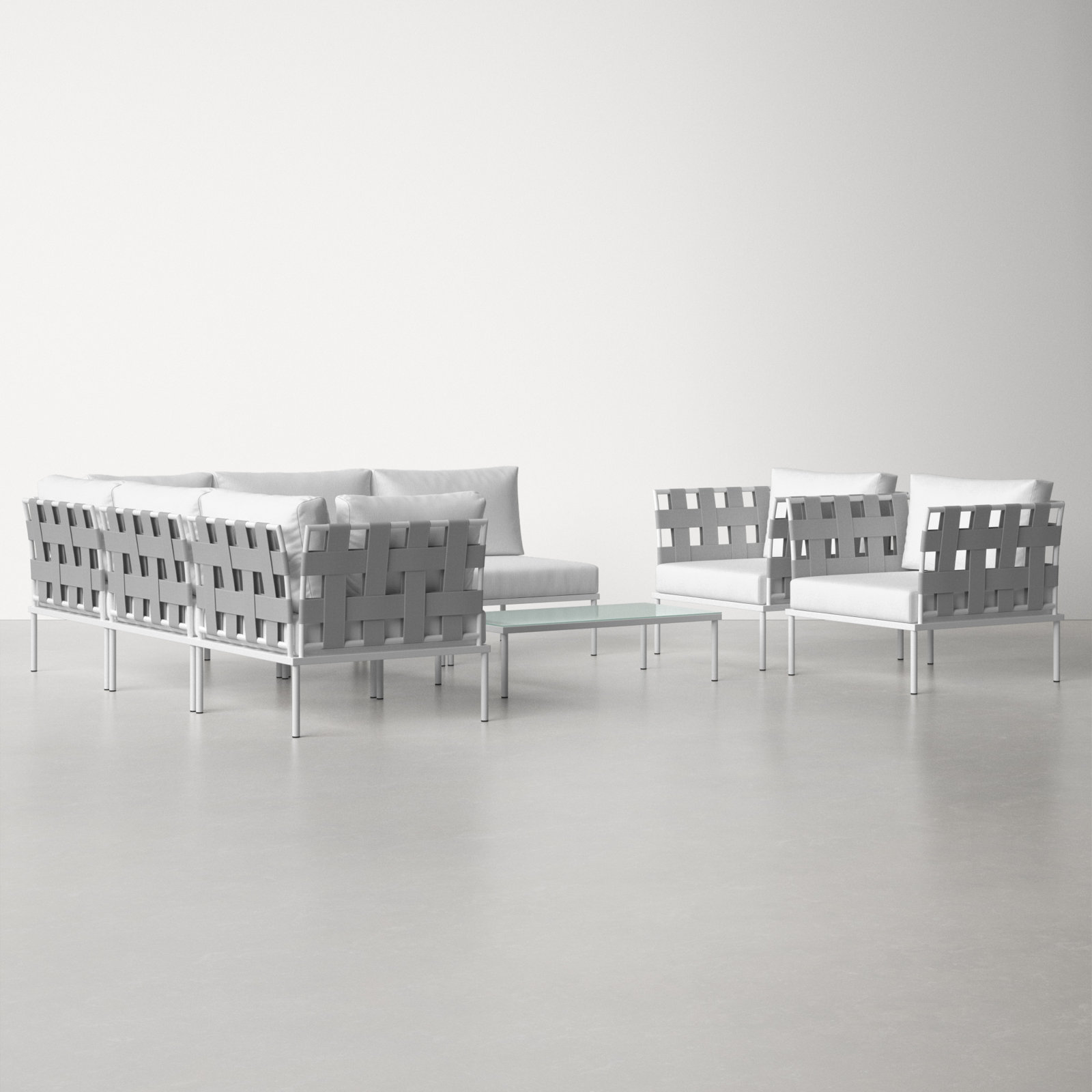 Harmony 7-Person Patio Seating Group, White