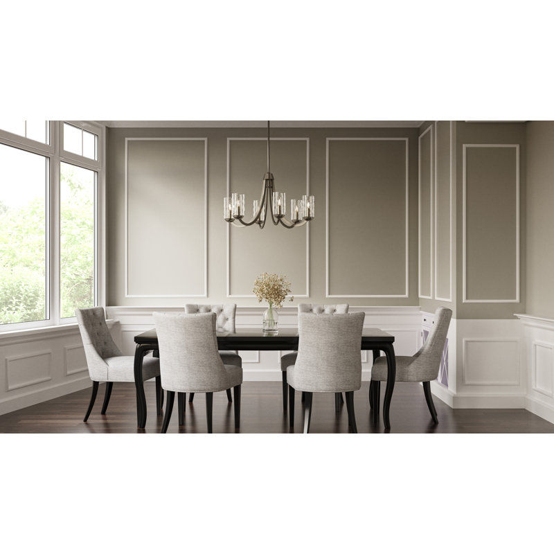 Lustre 8 lumières Allard, 6 lumières, H 20 po x l 32 po x P 32 po, Nickel brossé