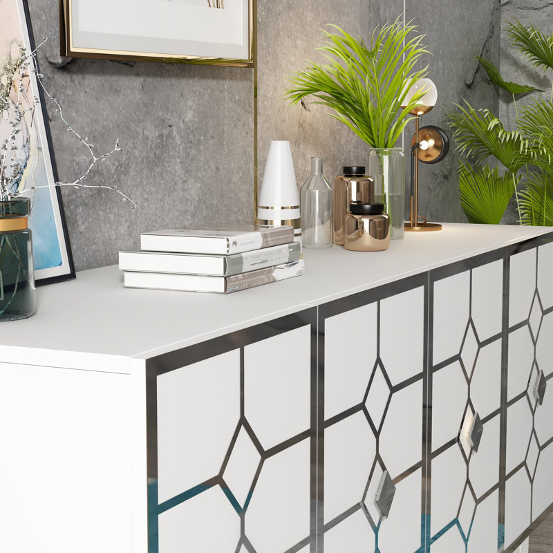 Minghui 150cm Console Table,  White/Silver