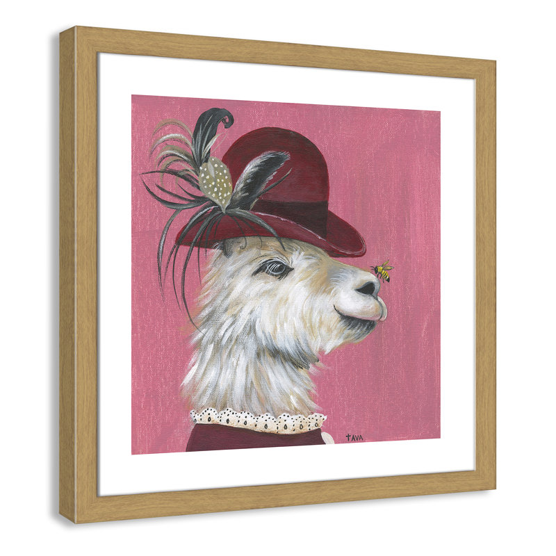 Art sur toile llama, H 24,5 po x l 24,5 po x P 0,625 po, Cadre noir