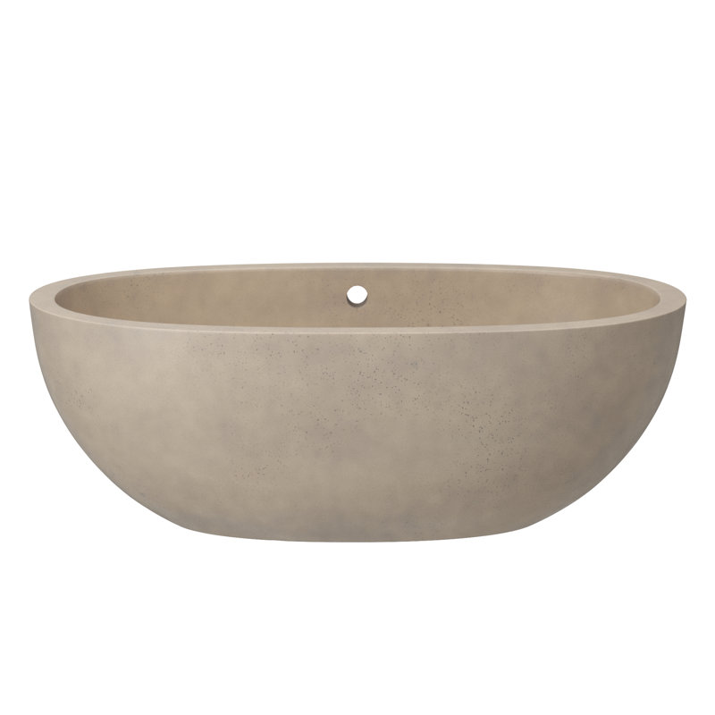 Avalon NativeStone Freestanding Soaking Cement Bathtub, Sand, 21" H x 36" W x 62" L