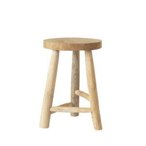 Bleached Teakwood Round Stool