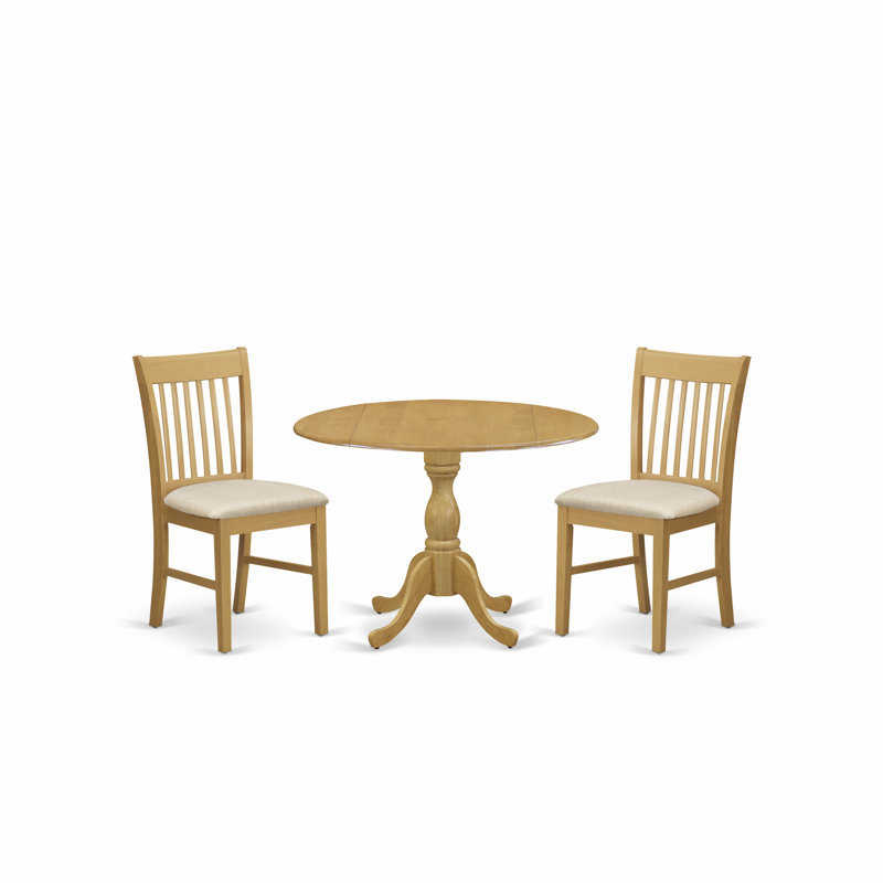 L'ensemble 3 pièces de table et chaises de cuisine contient une table de salle à manger carrée et 2 chaises de salle à manger en tissu de lin, chêne
