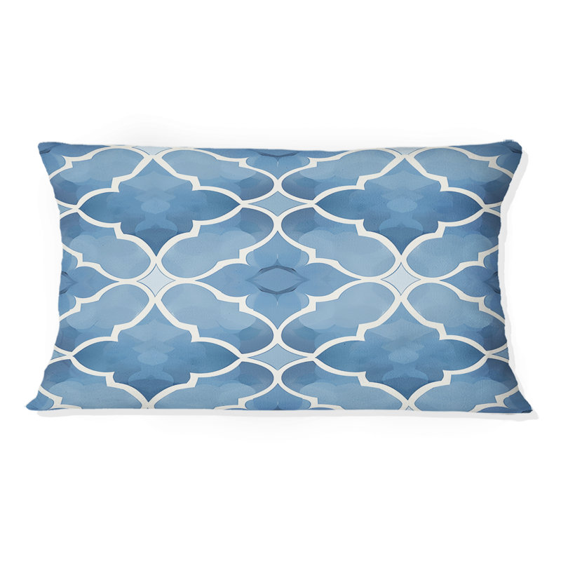 Coussin bleu moderne à motif quadrilobe IV - moderne