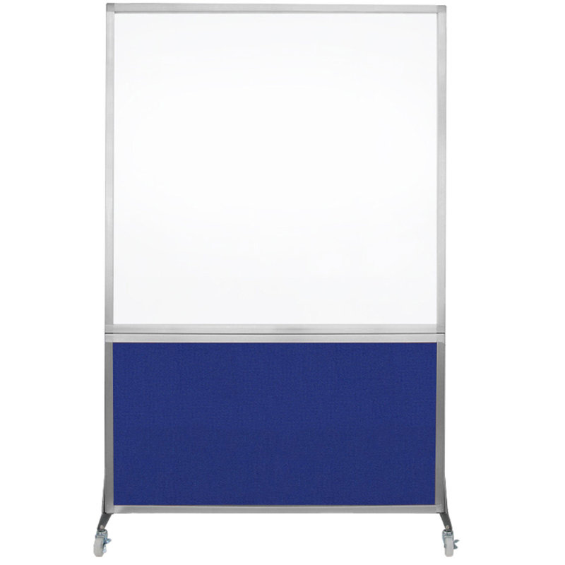 Tableau blanc mobile 6 'de haut DivideWrite, Bleu royal, H 72 po x l 48 po, Argent