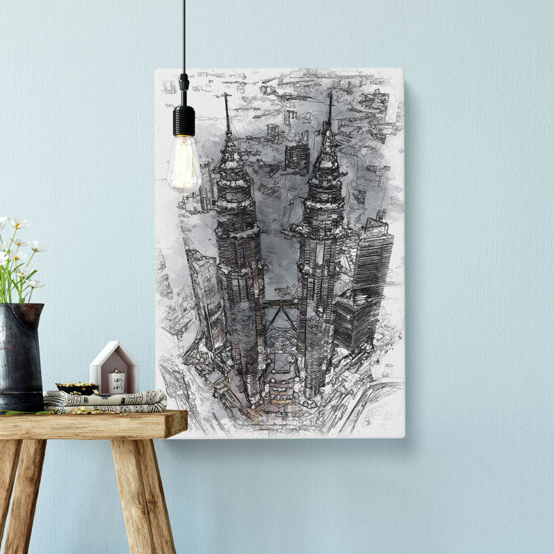 Petronas Towers In Kuala Lumpur - Wrapped Canvas Print, 91cm H x 60cm W x 3cm D