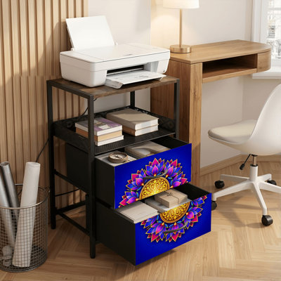 Table de chevet 2 tiroirs avec station de charge, table de chevet pour chambre avec ports USB et amp; Tablette ouverte Outlets - noir