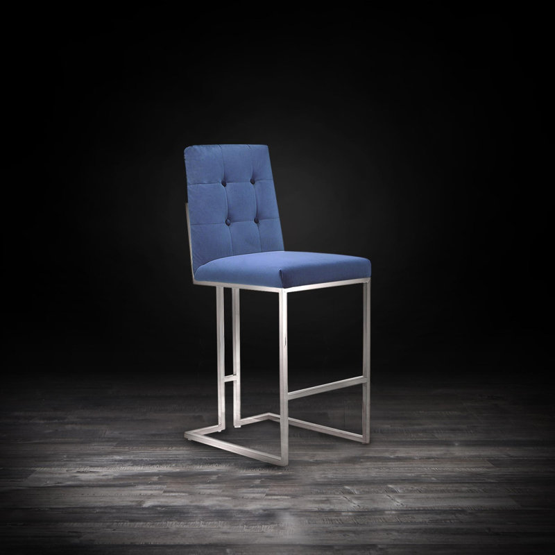 Tabouret de bar Cameron, Bleu foncé