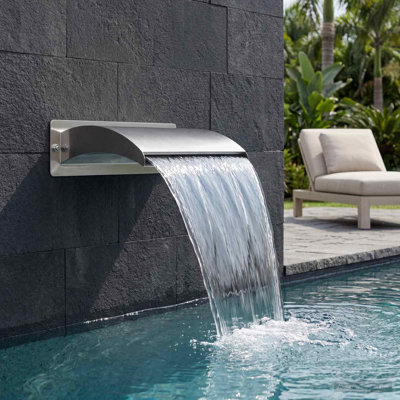 vidaXL Pool Waterfall Stainless Steel 304 51 x 26 x 13Â cm Silver Pool Fountain