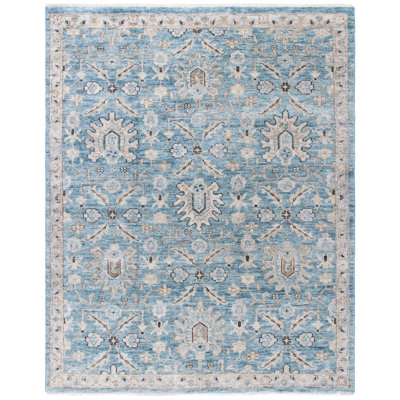 Oriental Hand-Knotted Blue / Beige Area Rug