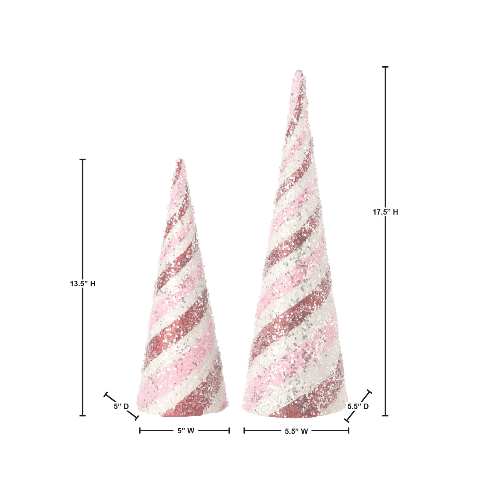 2-Piece Glitter Iced Cone Tabletop Tree Set