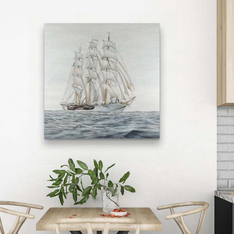 Ship by a cloudy day - 32"x32" art on canvas