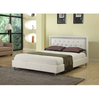Demps Tufted Low Profile Platform Bed with Metal Legs