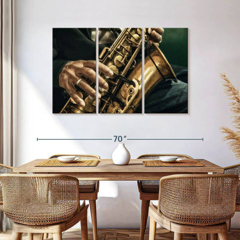 Vieux saxophoniste Abarca, H 36 po x l 57 po