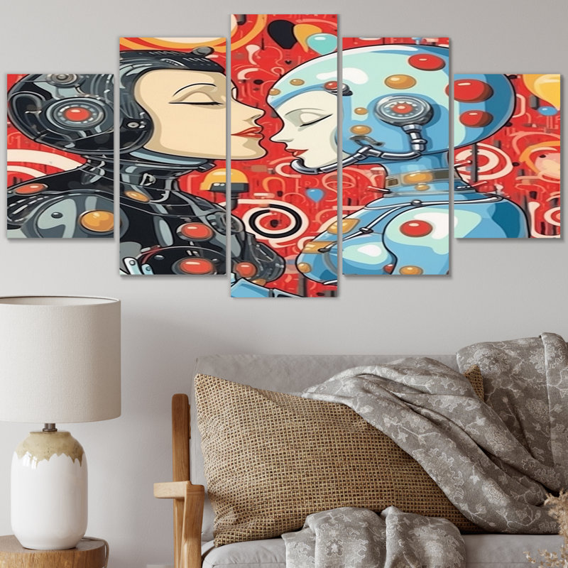 «Retro Robot Couple In Love III», 5 pièces