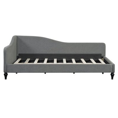 Twin Size L-Shaped Linen Daybed, With Solid Wood Legs