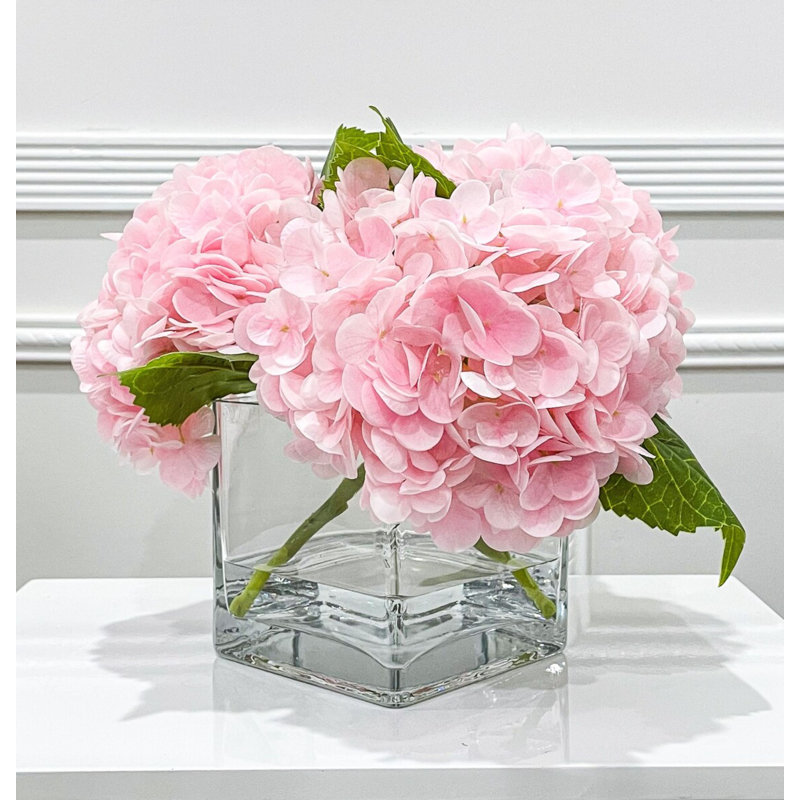 Arrangement de faux hortensias, Rose clair