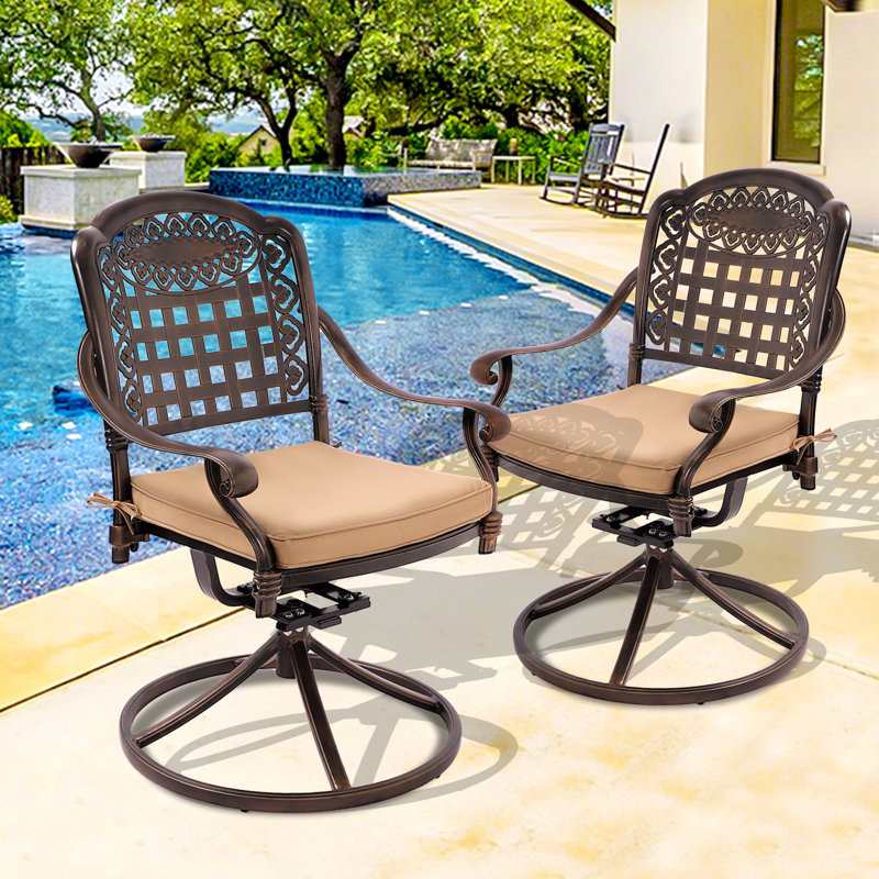 Fauteuil de patio pivotant avec coussin Kanosh