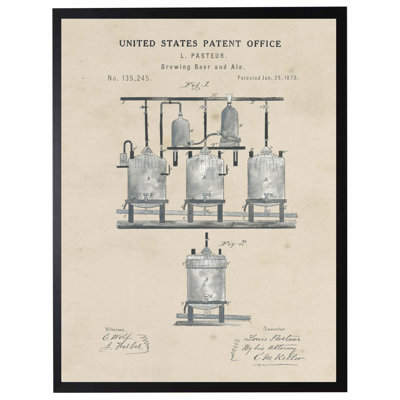 Brewing Beer Patent in Black Frame