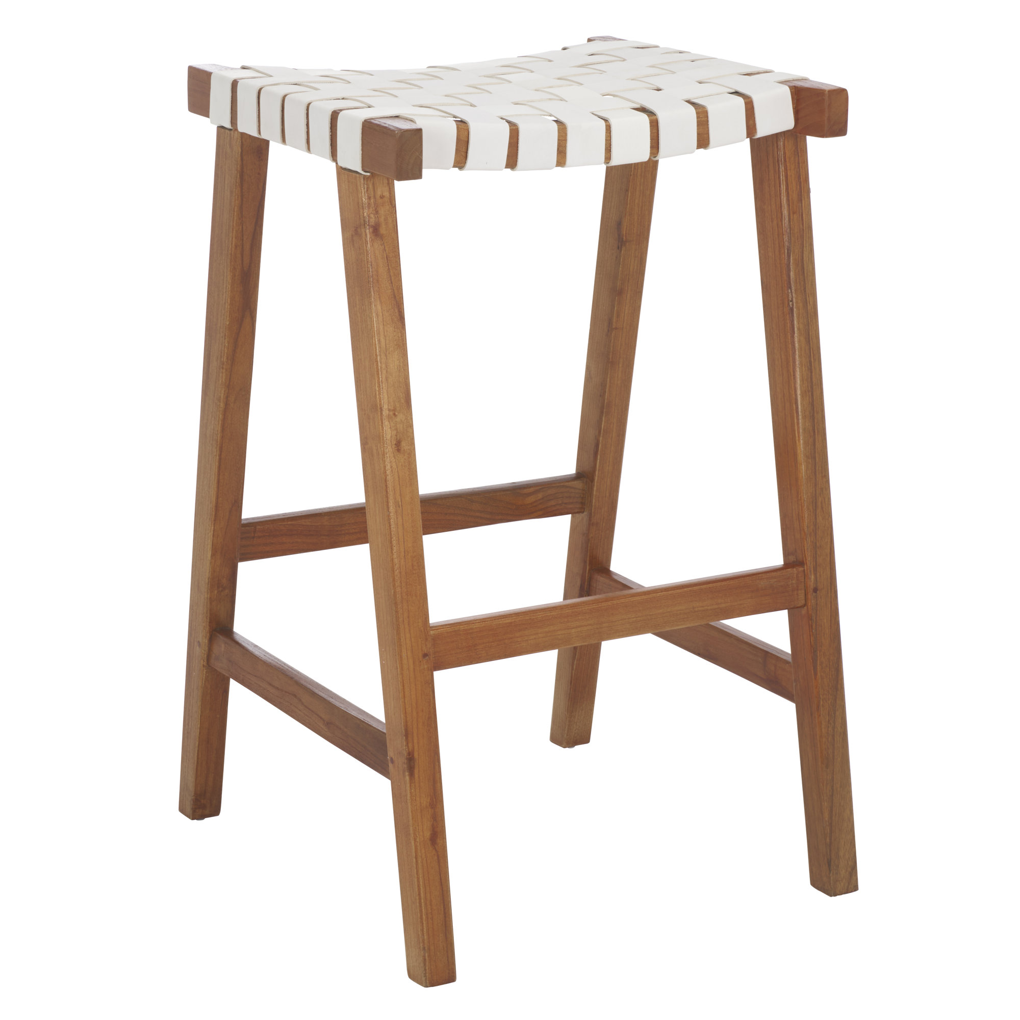 Alston Backless Leather Bar & Counter Stool, Bar Stool (30” Seat Height), Natural, White