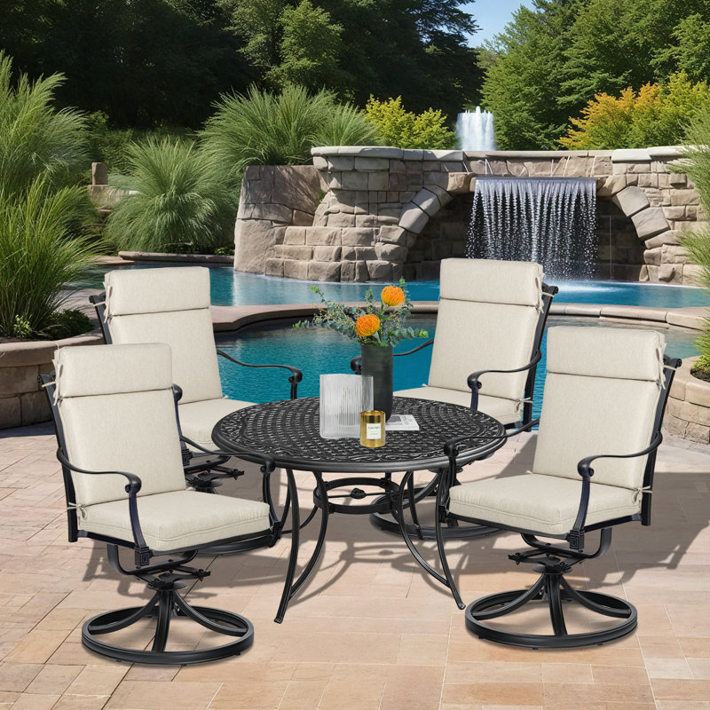 Outdoor High Back Dining Chair Cushion Set, Light Taupe, 20" W x 17" D