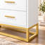 Commode moderne Pagina à 6 tiroirs avec pattes en métal doré et finition lustrée-843308987