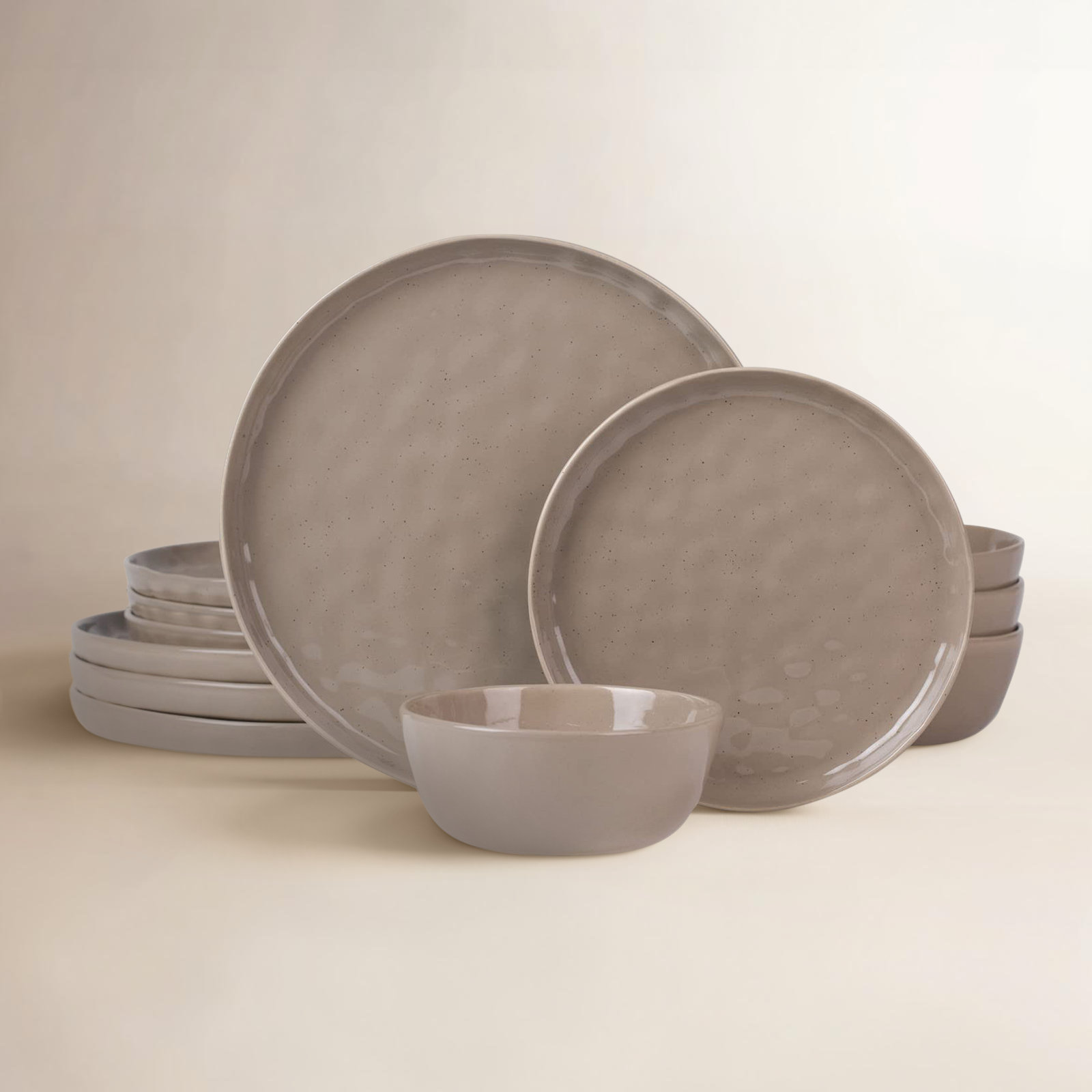Ludivine Stoneware Dinnerware Set - Service for 4, Brown