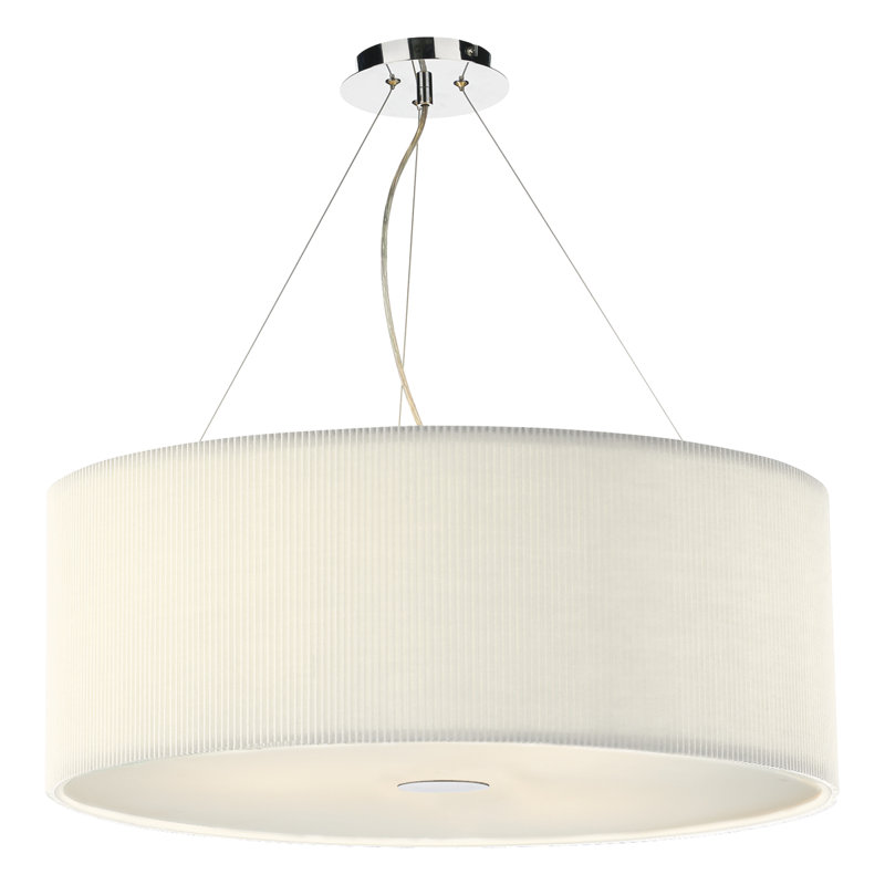 Kiera 6 - Light Polished Chrome Drum Pendant, Cream