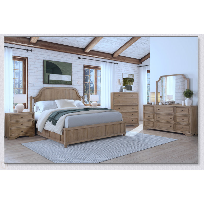 Commode 5 tiroirs Hickory, Naturel