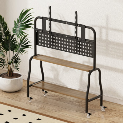 Tv Floor Stand With Wheels For 43-75 Inch Tv, Mobile Tv Stand With Storage by 17 Stories