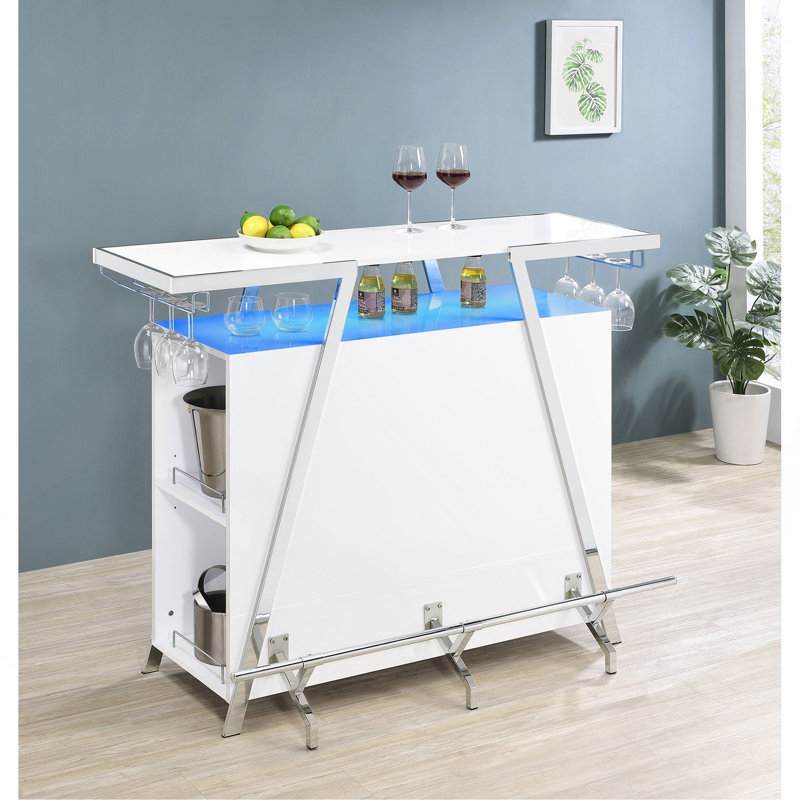 Armoire vin blanc brillant avec DEL