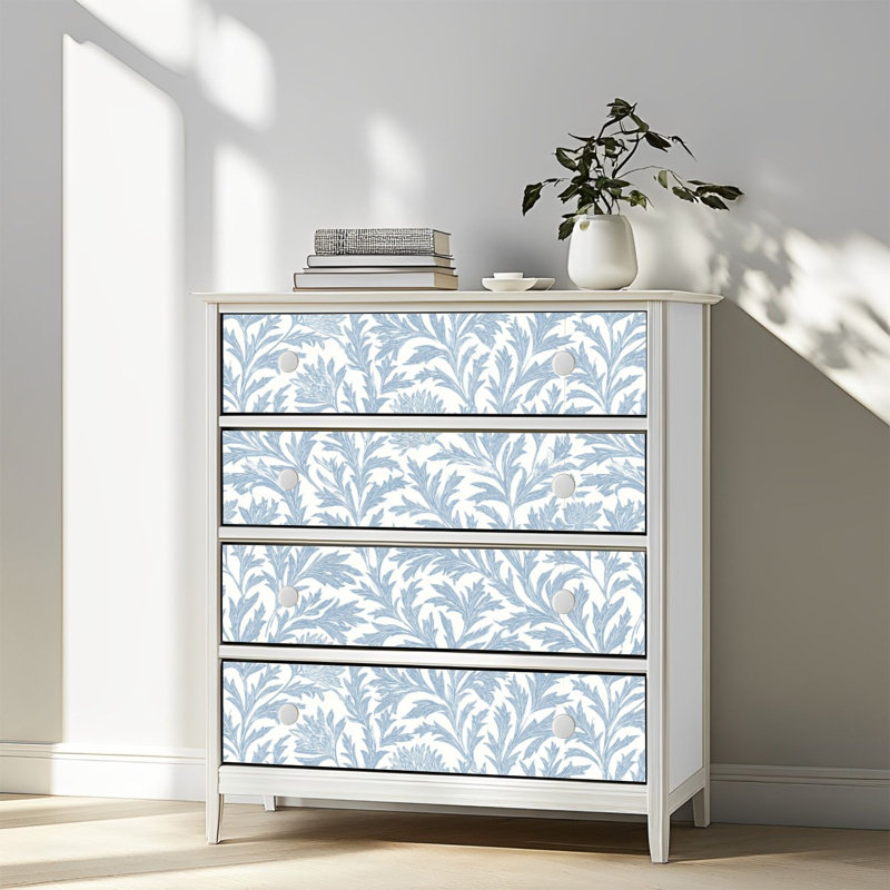 Papier peint auto-adhésif à peler et coller avec feuilles délicates et fleurs, L 1416 po x l 17 po