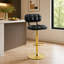 Ensemble de 2 tabourets de bar réglables en polyuréthane avec base et repose-pieds dorés, noir