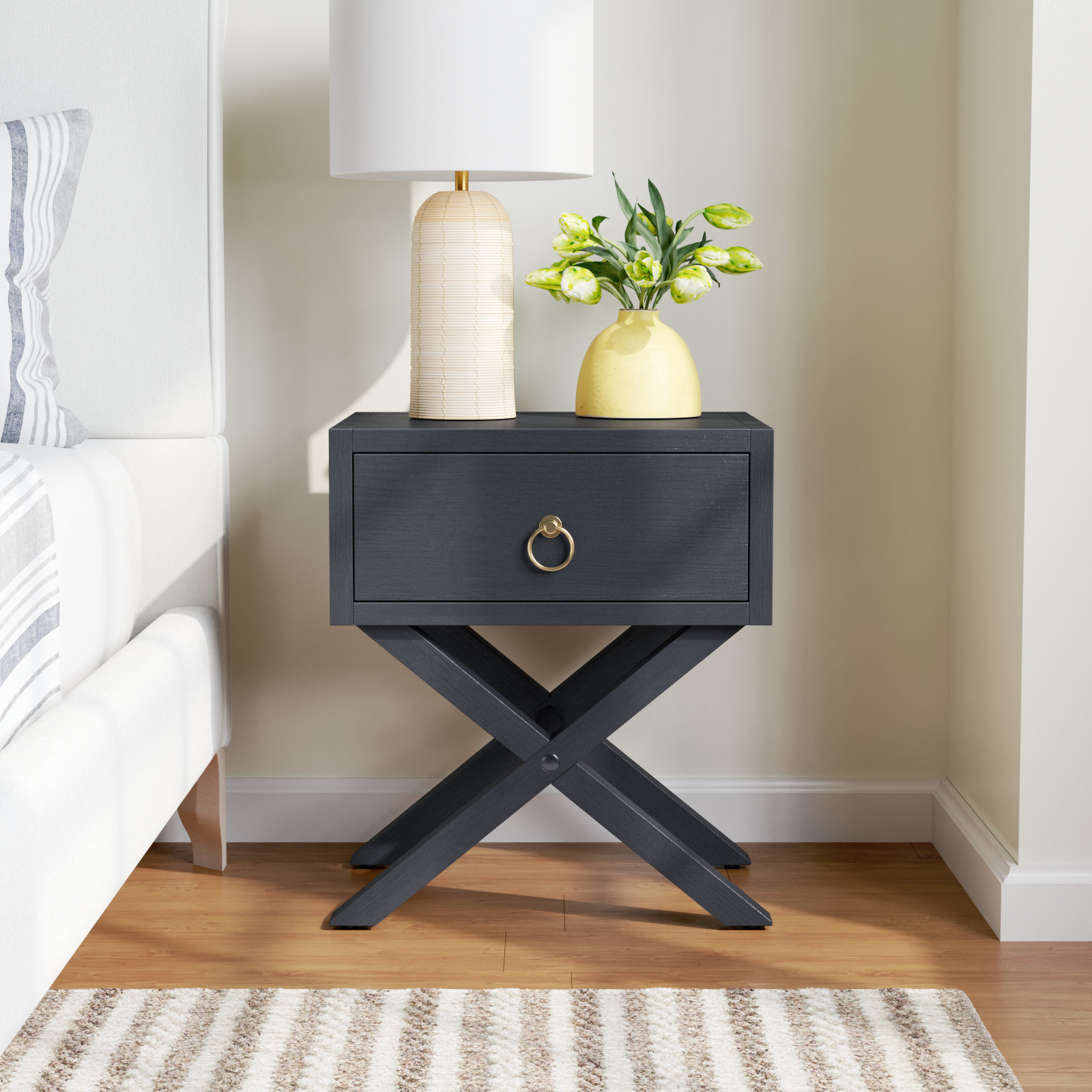 Elin 1 - Drawer Nightstand, Navy Blue