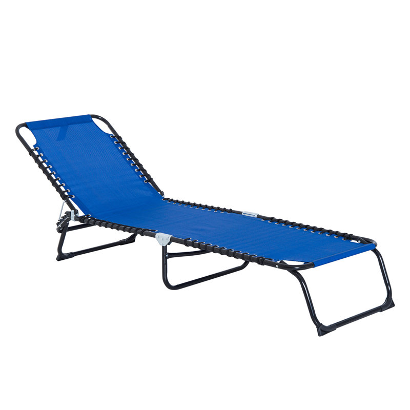 Folding Chaise Lounge Pool Chair, Navy, 1