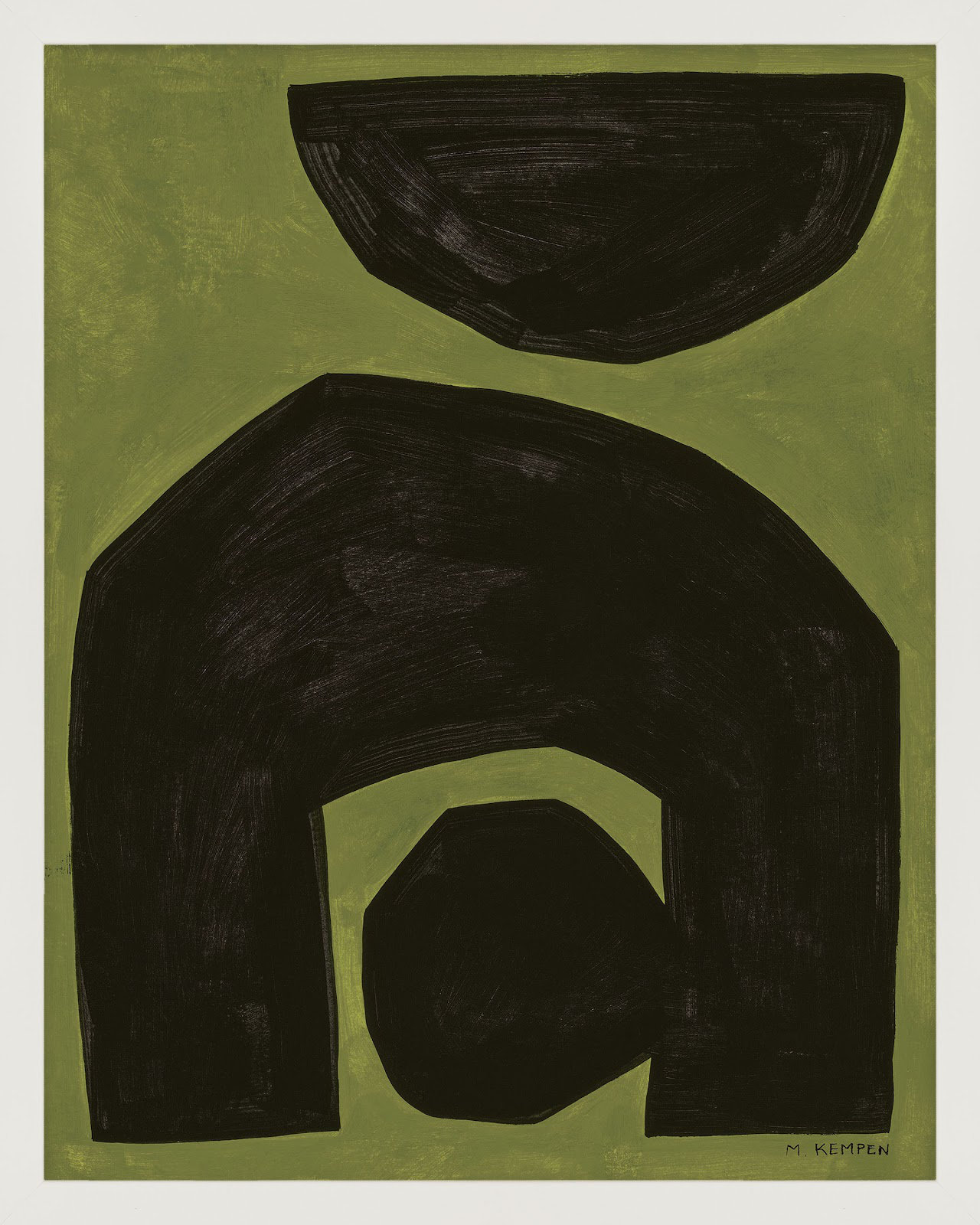 Lyndsey "Module on Green 2" Painting, 50" H x 40" W x 1.25" D, White