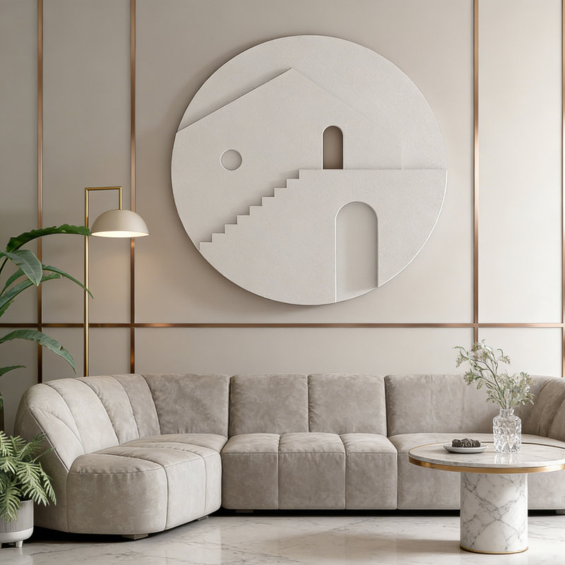 Art mural 3D blanc minimaliste, 39,37 po H x 39,37 po L x 1,18 po P