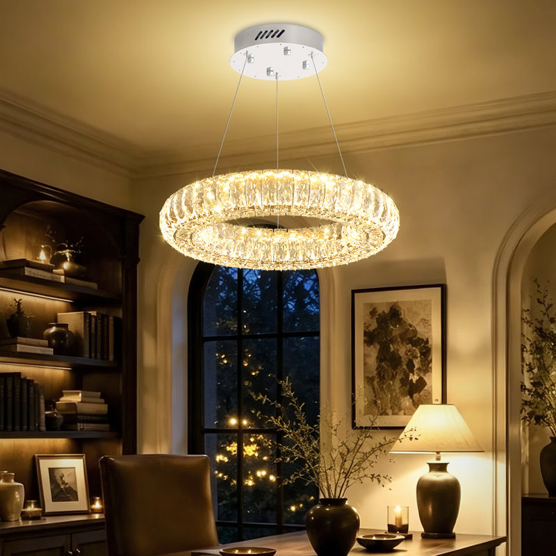 Luminaire suspendu à DEL en cristal 15,7 pouces à intensité variable pour salle à manger, salon, chambre à coucher, cuisine