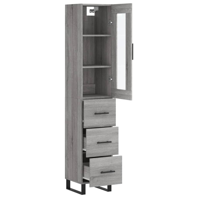 Mirai Display Cabinet, Grey Sonoma